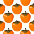 Colorful fresh persimmon seamless pattern. Summer background with sweet fruit.