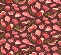 Colorful Fresh Pork Meat Seamless Pattern