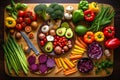 Colorful Fresh Vegetables on Chopping Board