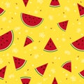 Colorful fresh watermelon fruits seamless pattern background vector format Royalty Free Stock Photo