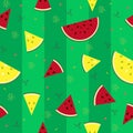 Colorful fresh watermelon fruits seamless summer pattern backgro