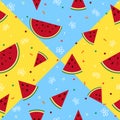 Colorful fresh watermelon fruits seamless summer pattern backgro