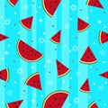 Colorful fresh watermelon fruits seamless summer pattern backgro Royalty Free Stock Photo