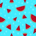 Colorful fresh watermelon fruits seamless summer pattern background vector format Royalty Free Stock Photo