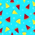 Colorful fresh watermelon fruits seamless summer pattern background vector format Royalty Free Stock Photo