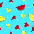 Colorful fresh watermelon fruits seamless summer pattern background vector format Royalty Free Stock Photo