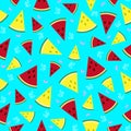 Colorful fresh watermelon fruits seamless summer pattern backgro Royalty Free Stock Photo