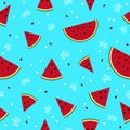 Colorful fresh watermelon fruits seamless summer pattern background vector format Royalty Free Stock Photo