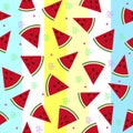 Colorful fresh watermelon fruits seamless summer pattern backgro Royalty Free Stock Photo