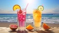 freshy juice on the beach by generative AI