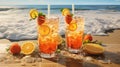 freshy juice on the beach by generative AI