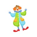 Colorful Friendly Clown In Bowler Hat In Classic Outfit