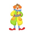 Colorful Friendly Clown Playing Accordion In Classic Outfit