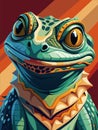 Colorful Frog Portrait with Intricate Patterns and Vibrant Colors