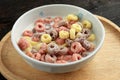 Colorful Froot Loops with Milk for Breakfast Royalty Free Stock Photo