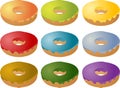 Colorful frosted icing donuts