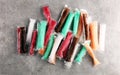 Colorful frozen fruit bar ice pops. Frozen Popsicles Royalty Free Stock Photo