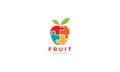 Colorful fruit apple puzzle logo symbol vector icon illustration graphic design Royalty Free Stock Photo