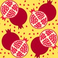 Colorful fruit background. Repeating pomegranates.