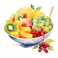 Colorful Fruit Bowl Watercolor Design For Realistic Impression