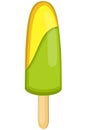 Colorful fruit ice cream banana mint popsicle.