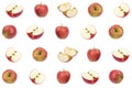 Colorful fruit pattern of fresh red, green apples on white background. texture design for textiles, wallpaper, fabric. From top Royalty Free Stock Photo