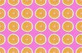 Colorful fruit pattern of lemon slices on pink background Royalty Free Stock Photo