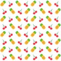 Colorful fruit pattern. pine apple and cherry pattern