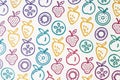 Colorful fruit pattern on white background Royalty Free Stock Photo
