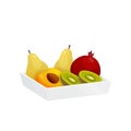 Colorful fruit in plastic container isolated over white background Royalty Free Stock Photo