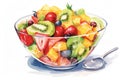 Colorful Fruit Salad Bowl, Bursting with Freshness and Nutrition, Ripe and Juicy Strawberry, Kiwi, and Mixed Berry Royalty Free Stock Photo
