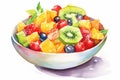 Colorful Fruit Salad: A Delicious and Healthy Bowl of Freshness and Sweetness, Bursting with Nutrition and Juicy Flavors Royalty Free Stock Photo