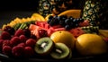 Colorful fruit salad with juicy berries and fresh citrus slices generated by AI Royalty Free Stock Photo