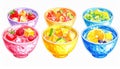 Colorful Fruit Salad in Vibrant Bowls Royalty Free Stock Photo