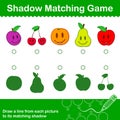 Colorful Fruit Shadow matching Game for kids Royalty Free Stock Photo