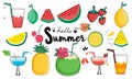 Colorful fruit and smoothie vector illustration designed in doodle style Royalty Free Stock Photo
