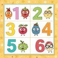 Colorful fruit-themed number learning activity Royalty Free Stock Photo