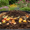 Colorful Fruit And Vegetable Compost Pile In A Black Tray Royalty Free Stock Photo