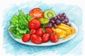 Colorful Fruit and Vegetable Platter Royalty Free Stock Photo