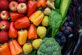 Colorful fruit and vegetable rainbow. Top view. Flat lay. Healthy food concept Royalty Free Stock Photo