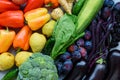 Colorful fruit and vegetable rainbow. Top view. Flat lay. Healthy food concept Royalty Free Stock Photo