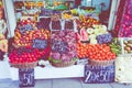 Colorful fruit and vegetable stall in Buenos Aires, Argentina.