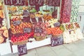 Colorful fruit and vegetable stall in Buenos Aires, Argentina.