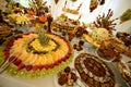 Colorful fruits and cakes on table at a wedding Royalty Free Stock Photo