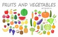 Colorful fruits and vegetables clipart set. Fruit and vegetable colored cartoon collection. Royalty Free Stock Photo