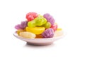 Colorful fruity jelly candies on plate