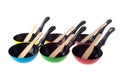 Colorful frying pans Royalty Free Stock Photo