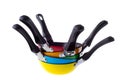 Colorful frying pans