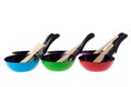 Colorful frying pans Royalty Free Stock Photo