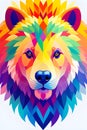 colorful full head illustration of a bear generated by ai